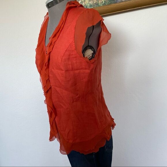 Sara I. Linen sleeveless blouse in Terra cotta L - Picture 9 of 11